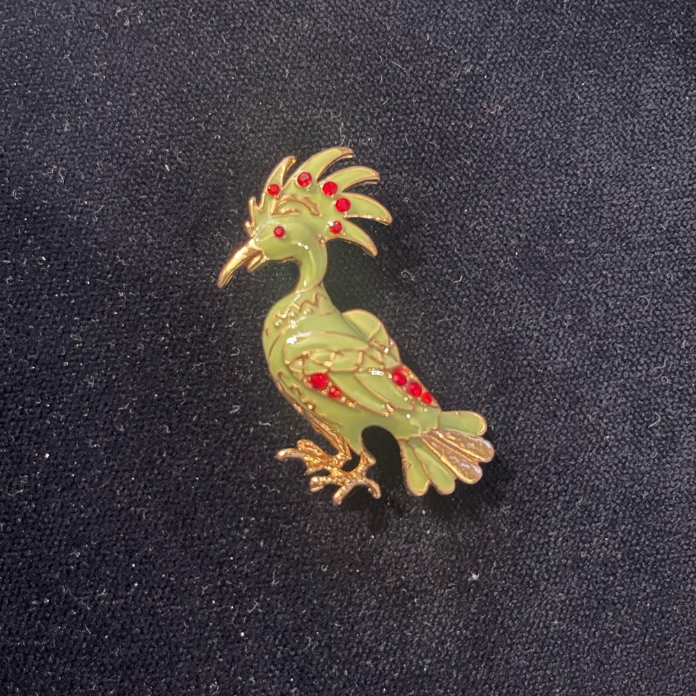 Green and Red Bird Brooch